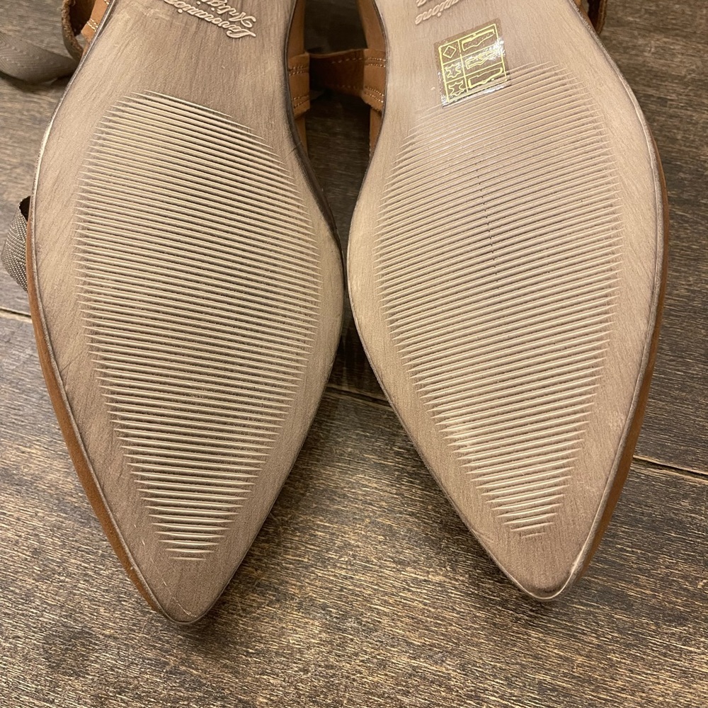 Free People brown suede flats with lace up ties size 40 9.5 womens.  Ballerina. - Picture 5 of 8